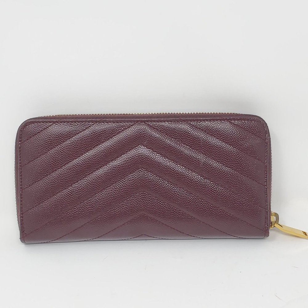 100% Auth YSL Monogram Grain Gold Zippy Wallet - Picture 3 of 14